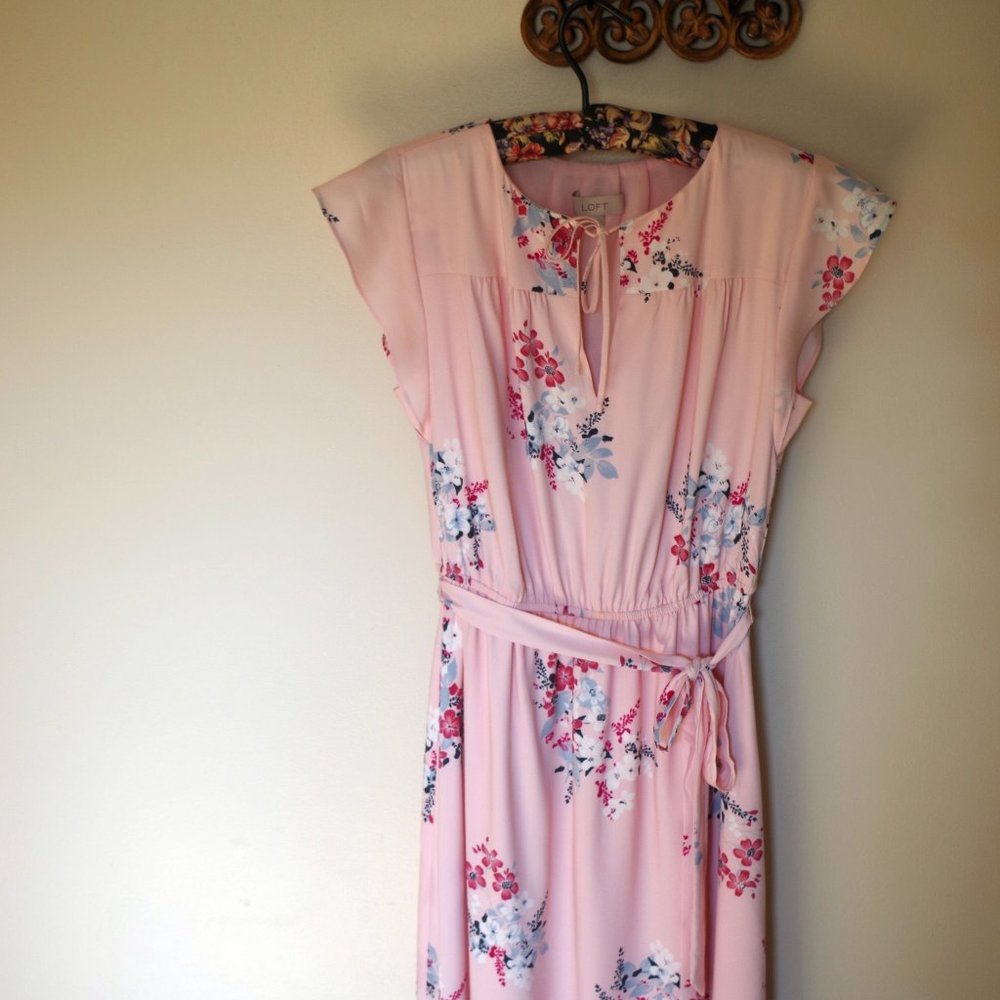 Flutter Sleeve Midi in Pale Pink